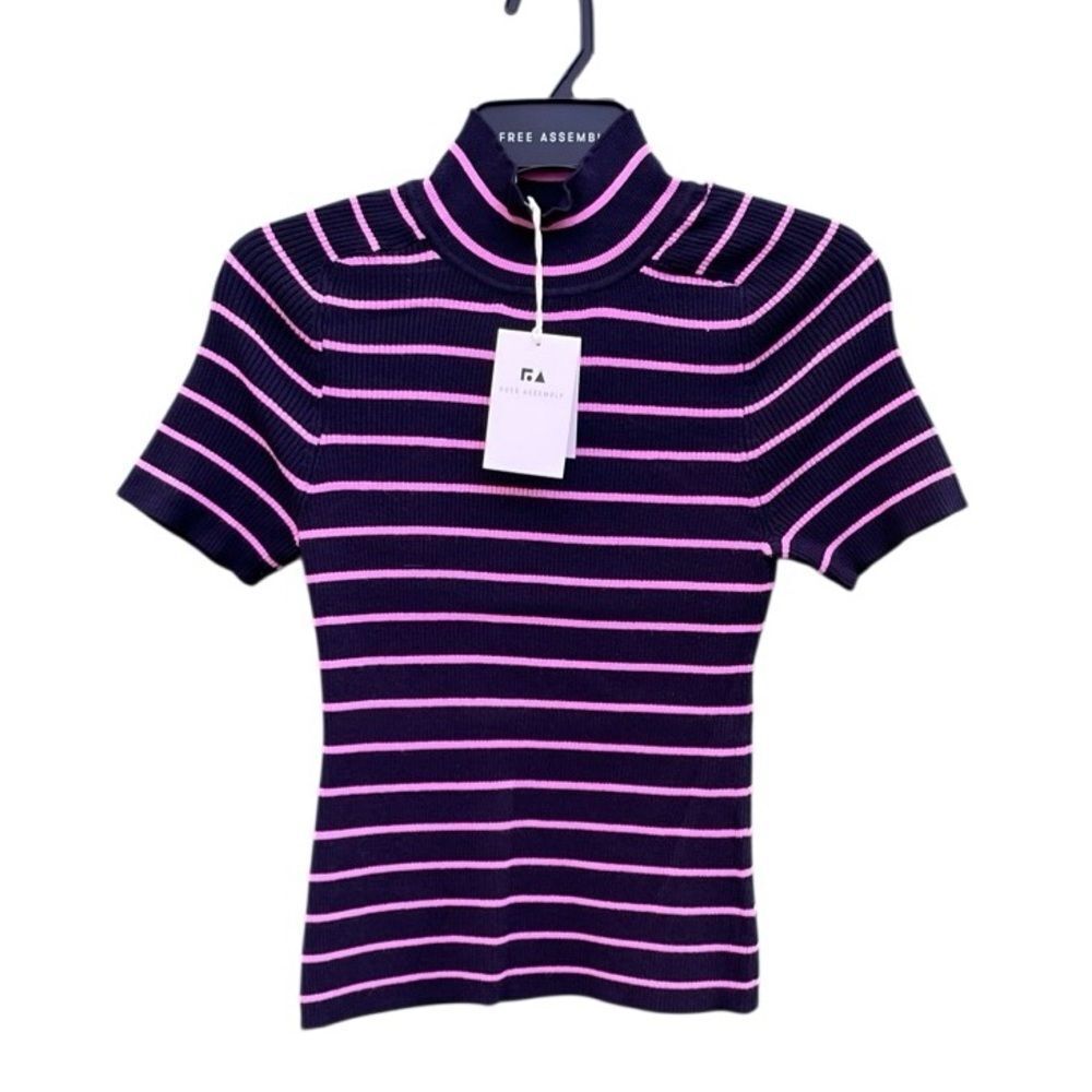 Cozy Sweater Yarn Mock Neck Short Sleeves Lightweight Size S